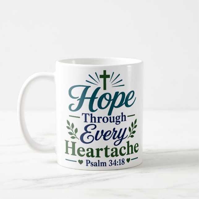 Caneca De Café Citação da Fé Cristã Esperança Através de Cada Dor (Esquerda)