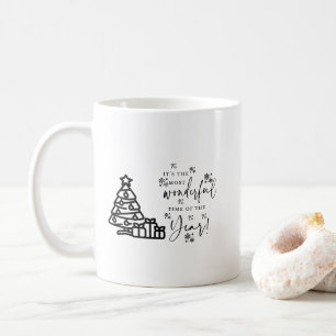 Caneca De Café Citação das Árvores de Natal Simples Pretas Branca