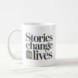 Caneca De Café Citação de Amante de Livros Histórias Mudam Vidas