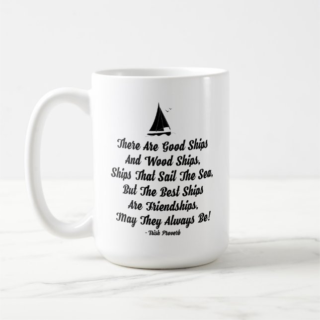 Caneca De Café Citação de amizade bons navios gaivotas Provérbio  (Esquerda)