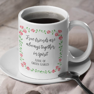 Caneca De Café Citação de Amizade Literária Floral Desenhada À Mã