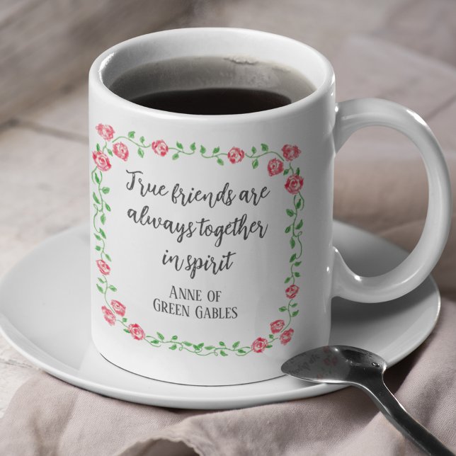 Caneca De Café Citação de Amizade Literária Floral Desenhada À Mã (Criador carregado)
