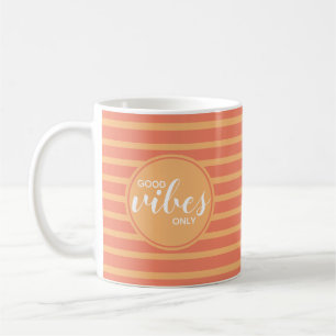 Caneca De Café Citação de Apenas Boas Vibrações Laranja Tipografi