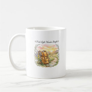 Caneca De Café Citação de Aventura de Viagem Embalar Leve Vagar B