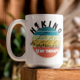 Caneca De Café Citação de Aventura Hiking é terapia retrorativa C