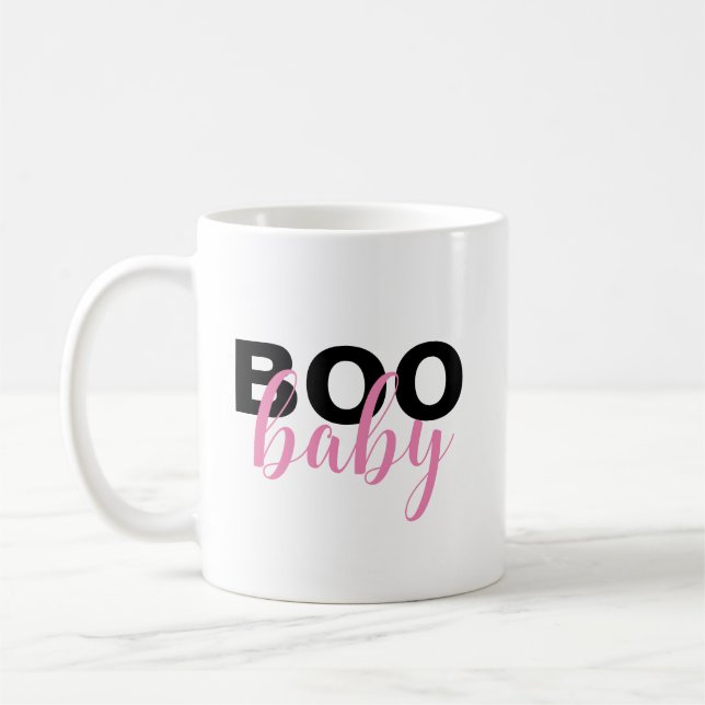 Caneca De Café Citação de Bebê Preto-Rosa Chic (Esquerda)