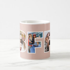 Caneca De Café Citação de Besties Rosa de Tendência de Colagem de