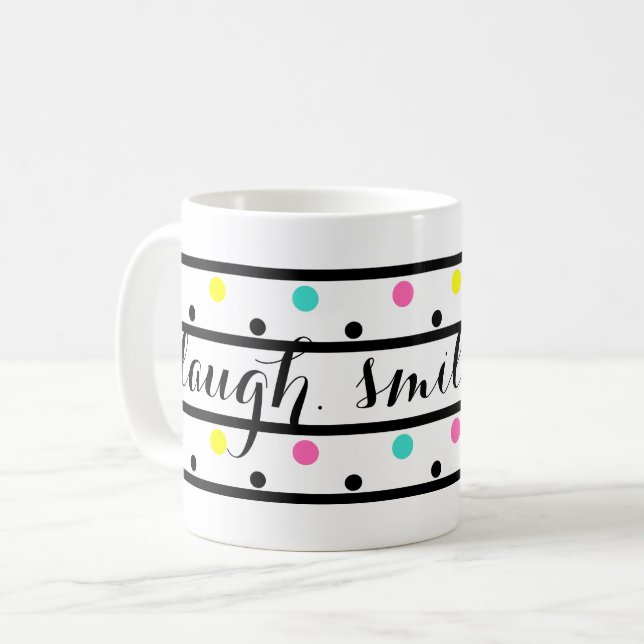Caneca De Café Citação de Bolinhas Pretas (Frente Esquerda)
