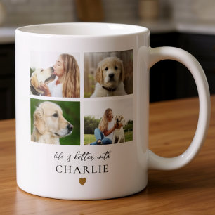 Caneca De Café Citação de Cachorro de Estimação Fofo 4 Foto Colag