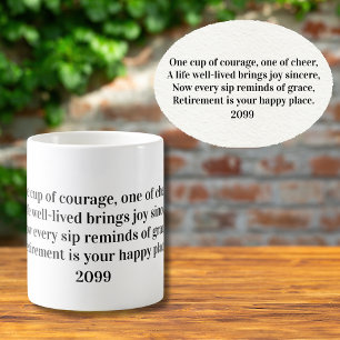Caneca De Café Citação de Coração para o Ano de Aposentadoria