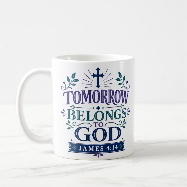 Caneca De Café Citação de Devocional Matinal - O Amanhã Pertence  (Esquerda)