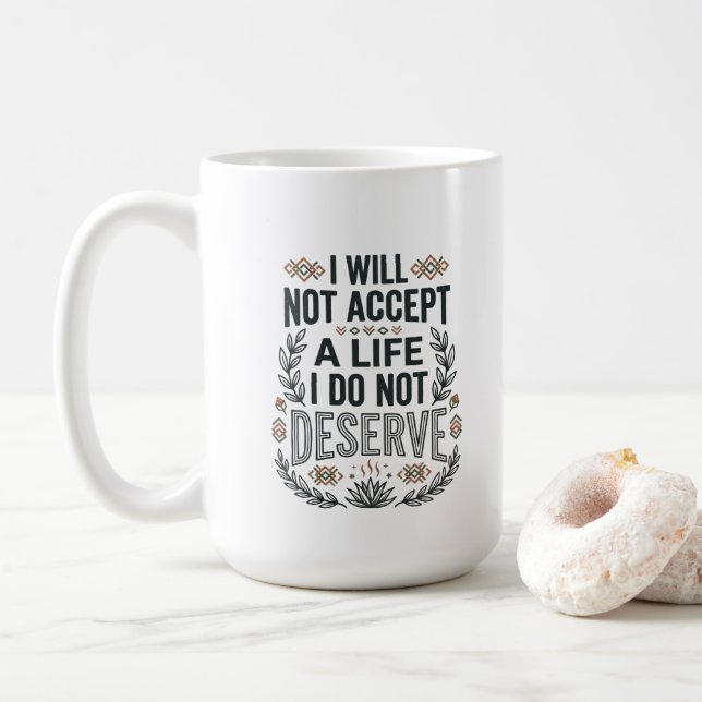 Caneca De Café Citação de Empoderamento Tipografia Motivacional (Com Donut)