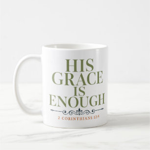 Caneca De Café Citação de Encorajamento Cristão A Graça Dele é Su