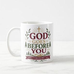 Caneca De Café Citação de Encorajamento Cristão Deus Vai à Frente