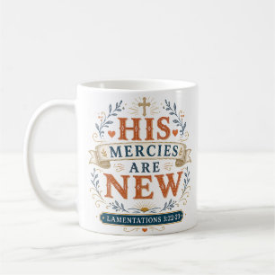Caneca De Café Citação de Encorajamento Diário As Suas Misericórd