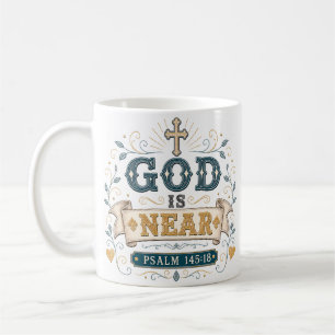 Caneca De Café Citação de Encorajamento Diário Deus Está Perto