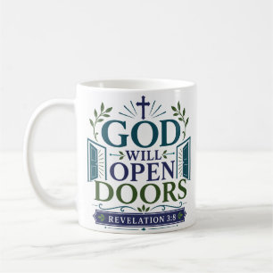 Caneca De Café Citação de Encorajamento Espiritual Deus Abrirá Po