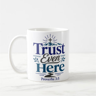 Caneca De Café Citação de Esperança Cristã Confie Mesmo Aqui