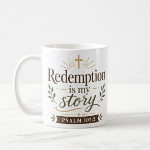 Caneca De Café Citação de Esperança Cristã: Redenção é Minha Hist