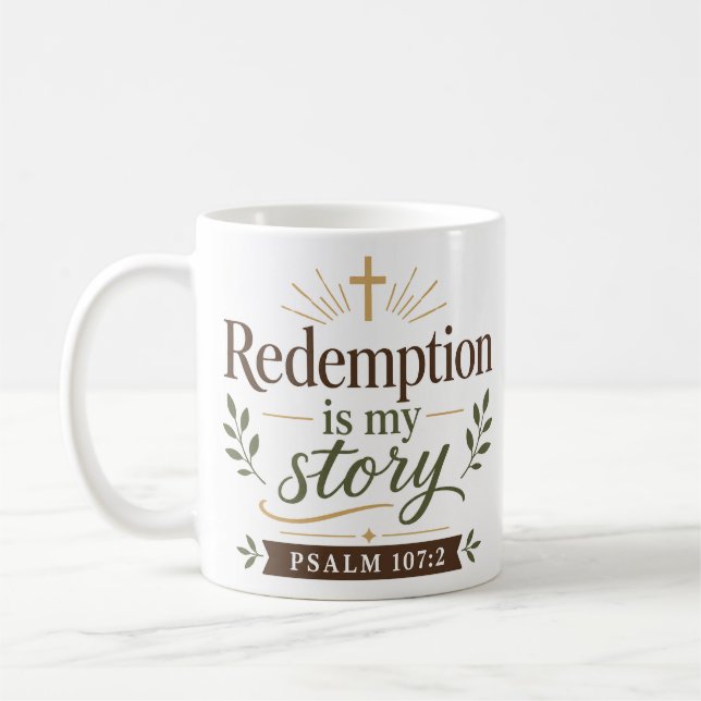 Caneca De Café Citação de Esperança Cristã: Redenção é Minha Hist (Esquerda)