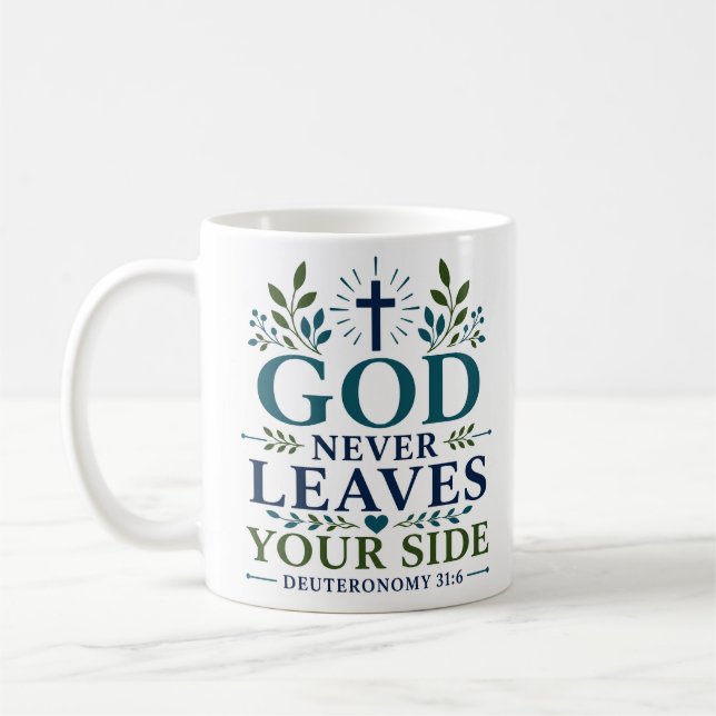 Caneca De Café Citação de Esperança Escritural Deus Nunca Deixa S (Esquerda)
