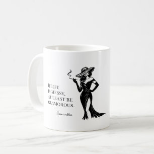 Caneca De Café Citação de Estilo Glam Personalizado em Design