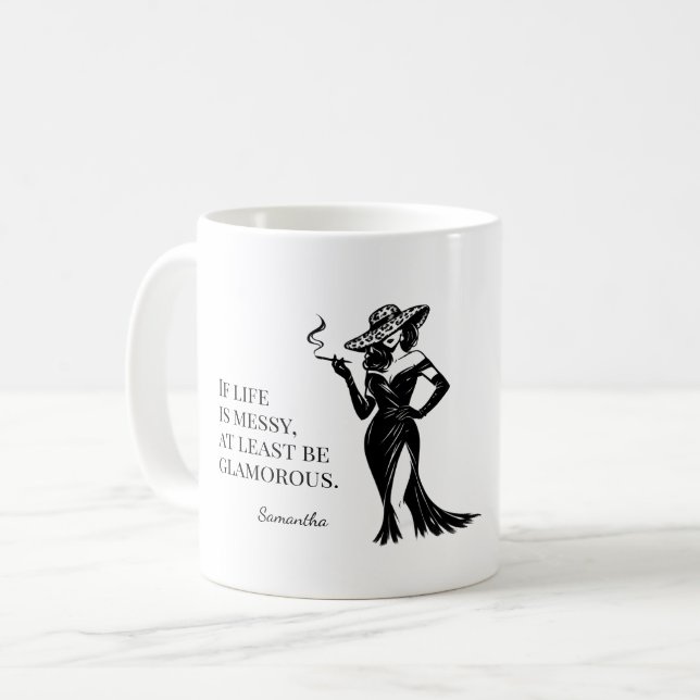 Caneca De Café Citação de Estilo Glam Personalizado em Design  (Frente Esquerda)