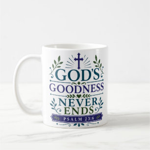 Caneca De Café Citação de Fé Cristã A Bondade de Deus Nunca Termi