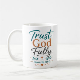 Caneca De Café Citação de Fé Cristã Confie Totalmente em Deus