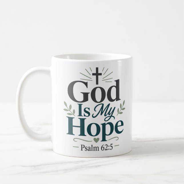 Caneca De Café Citação de Fé Cristã Deus é Minha Esperança (Esquerda)