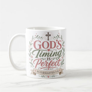 Caneca De Café Citação de Fé Cristã: O Tempo de Deus é Perfeito
