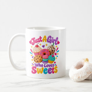 Caneca De Café Citação de Foodie "Apenas Uma Garota Que Ama Doces