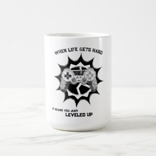 Caneca De Café Citação de Gamer Subiu de Nível