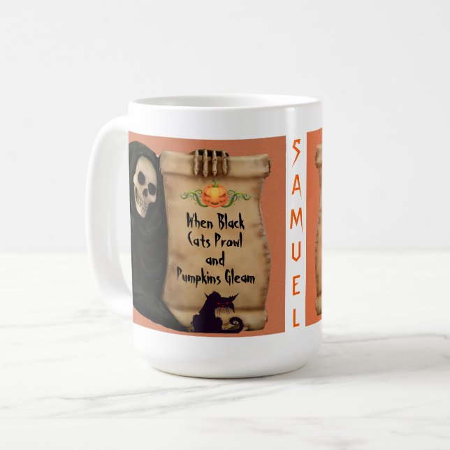 Caneca De Café Citação de Halloween (Frente Esquerda)