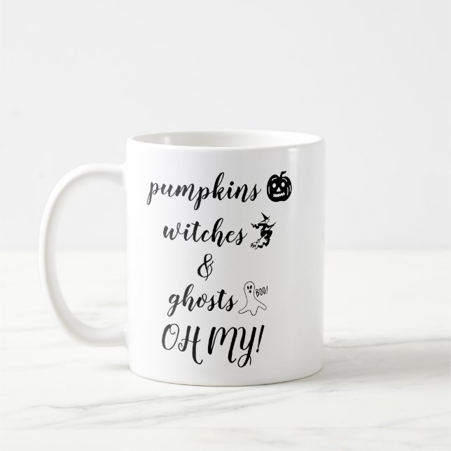 Caneca De Café Citação de Halloween Abóbora Bruxa Fantasma  (Esquerda)