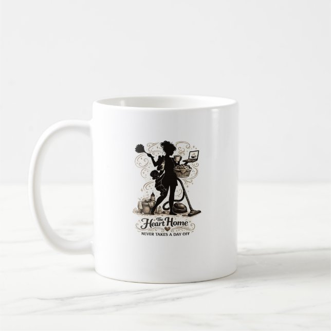 Caneca De Café Citação de Mãe Coração do Lar Design Silhueta (Esquerda)