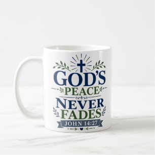 Caneca De Café Citação de Oração da Manhã: A Paz de Deus Nunca De