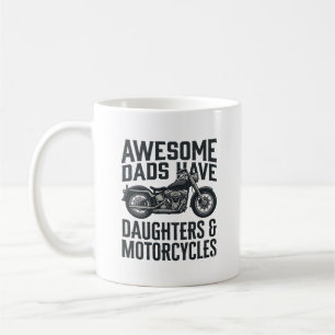 Caneca De Café Citação de Pai e Filhas de Motocicleta Vetor Vinta