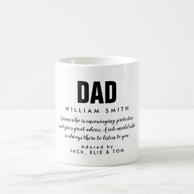 Caneca De Café Citação de Pai Moderno Preto e Branco (Centro)