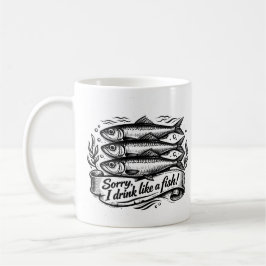Caneca De Café Citação de Peixe Sardinha Fofa