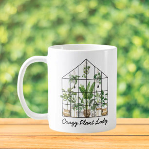 Caneca De Café Citação de Planta de Casa Verde Aquarela 
