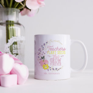 Caneca De Café Citação de Plantações de Professores Florais