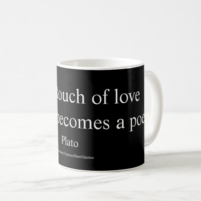Caneca De Café Citação de Platão; O Toque do Amor (Frente Esquerda)