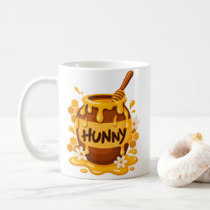 Caneca De Café Citação de Pote de Mel "Hunny" Arte de Comida Gost