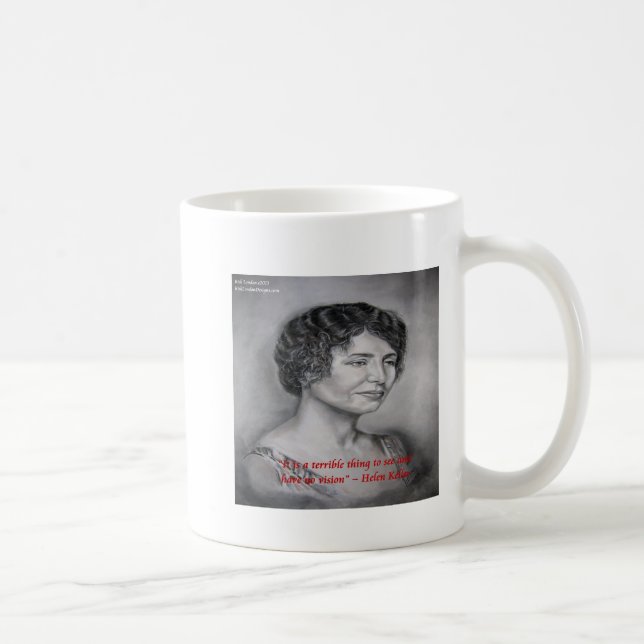 Caneca De Café Citação de Sabedoria de Visão de Helen Keller (Direita)