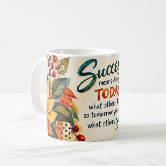 Caneca De Café Citação de sucesso pintura floral artística