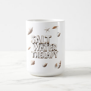 Caneca De Café Citação de Terapia de Água Salgada Praia do Oceano