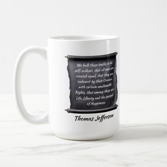 Caneca De Café Citação de Thomas Jefferson busca da felicidade (Esquerda)