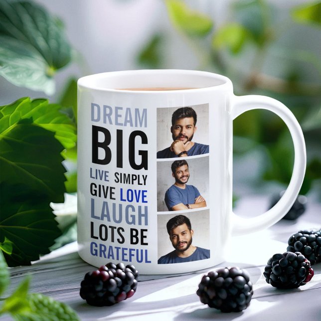 Caneca De Café Citação de Tipografia Moderna e Colagem de Fotos G (Criador carregado)