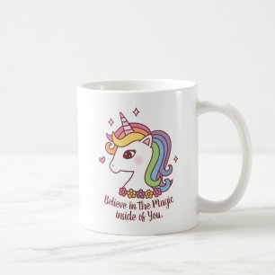 Caneca De Café Citação de Unicórnio Acredite Na Magia Dentro de V